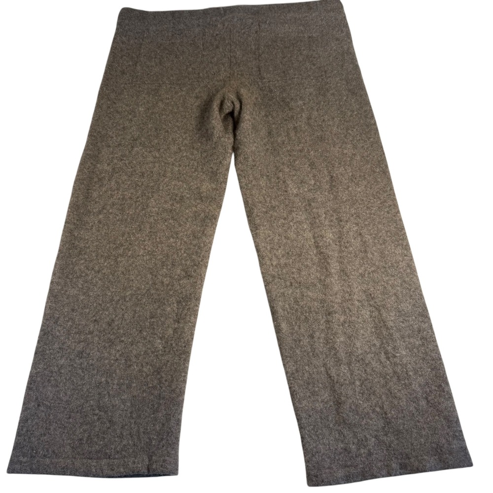 Hammacher Schlemmer Gray 100% Cashmere Lounge Pants XL Wide Leg Drawstring Knit - Picture 8 of 8